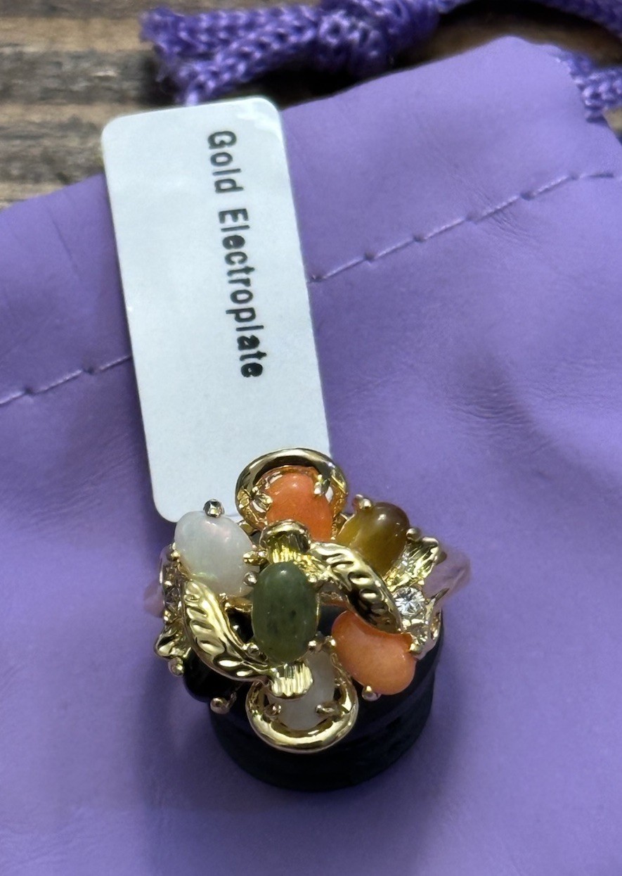 PalmBeach Jewelry by SETA Ring Genuine Gemstone Cluster