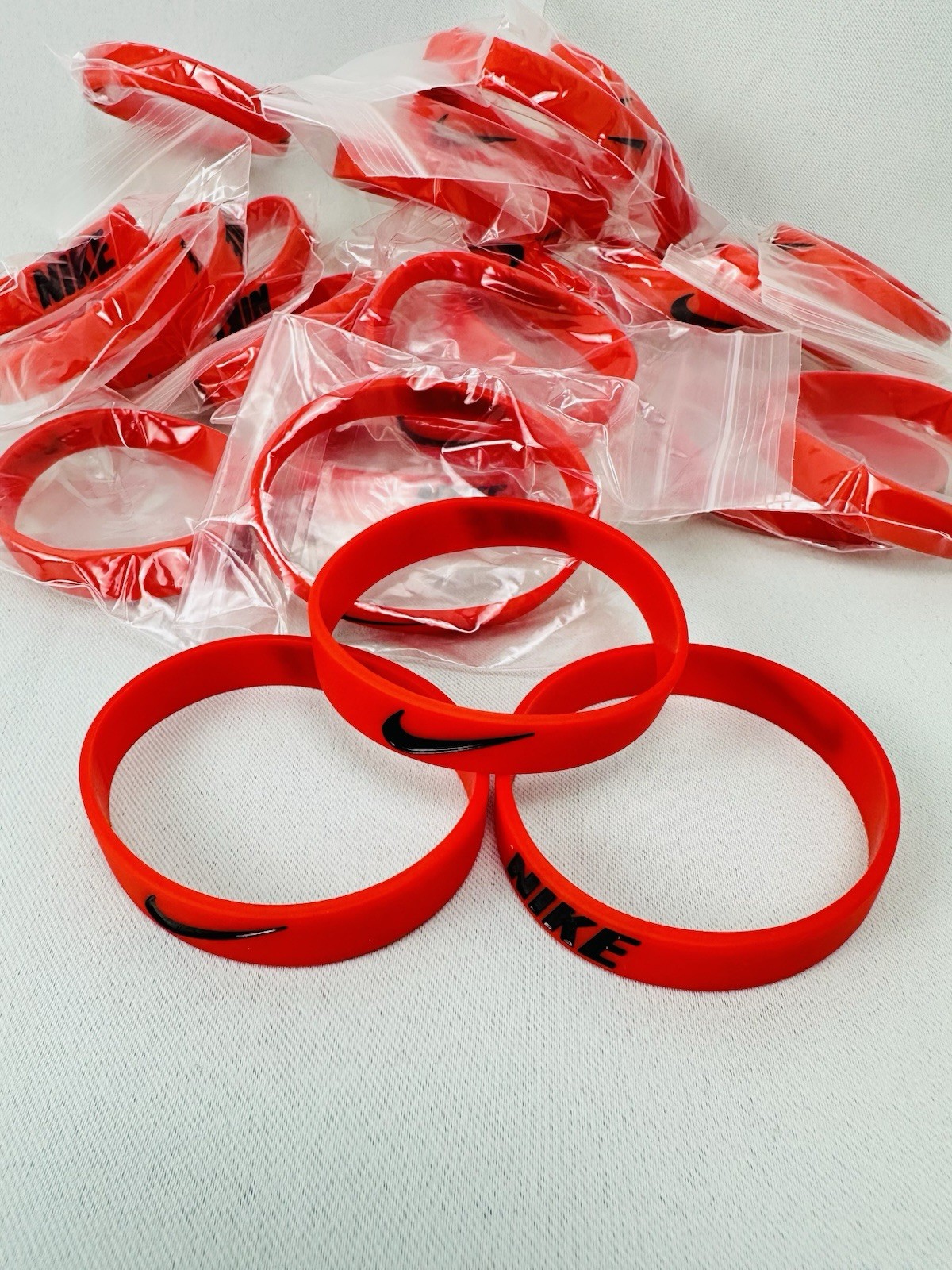100 Pcs of Nike Silicone Wristband Bracelets Mixed Colors/pick Colors You Want