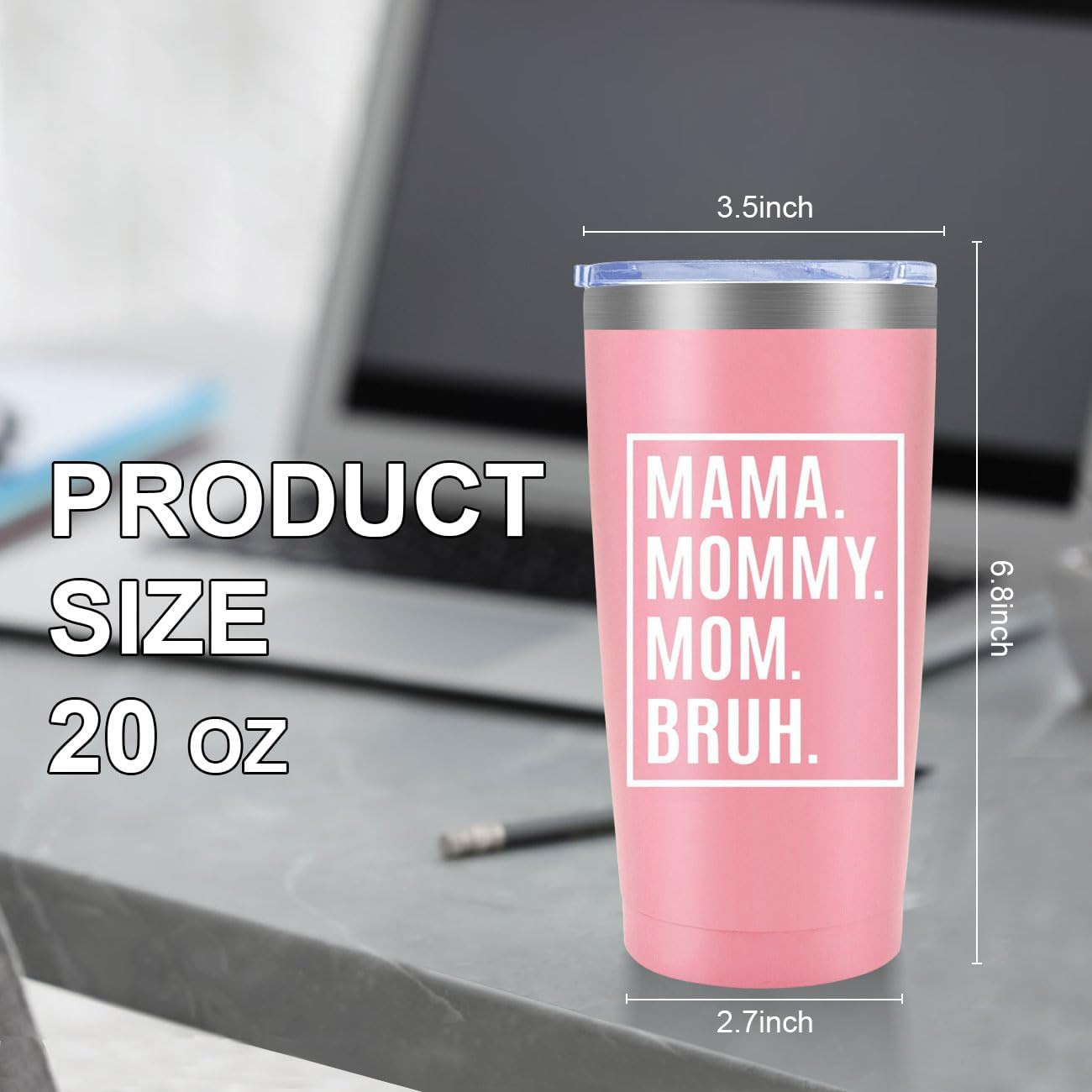 Mothers Day Birthday Gifts for Mom 20Oz Pink Stainless Steel Tumbler