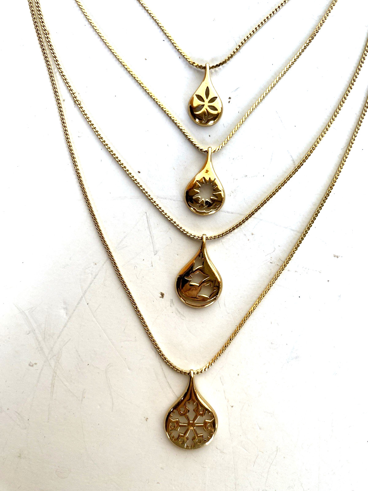 Vintage Gold Tone Monet 4 Seasons Necklace 4 Layered Strands, Signed