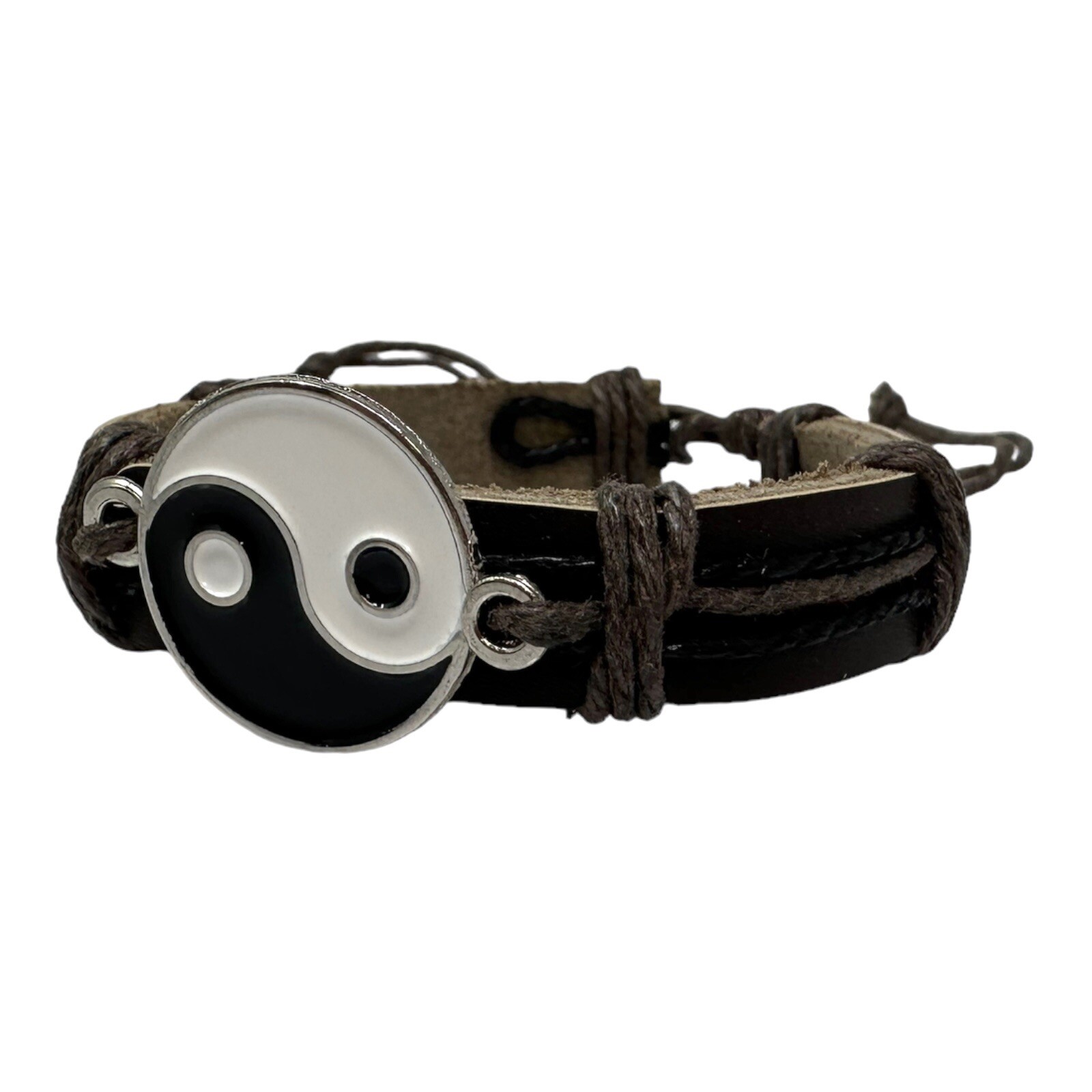 Yin yang bracelet ying yang leather bracelet yin yang cuff tao brown bracelet