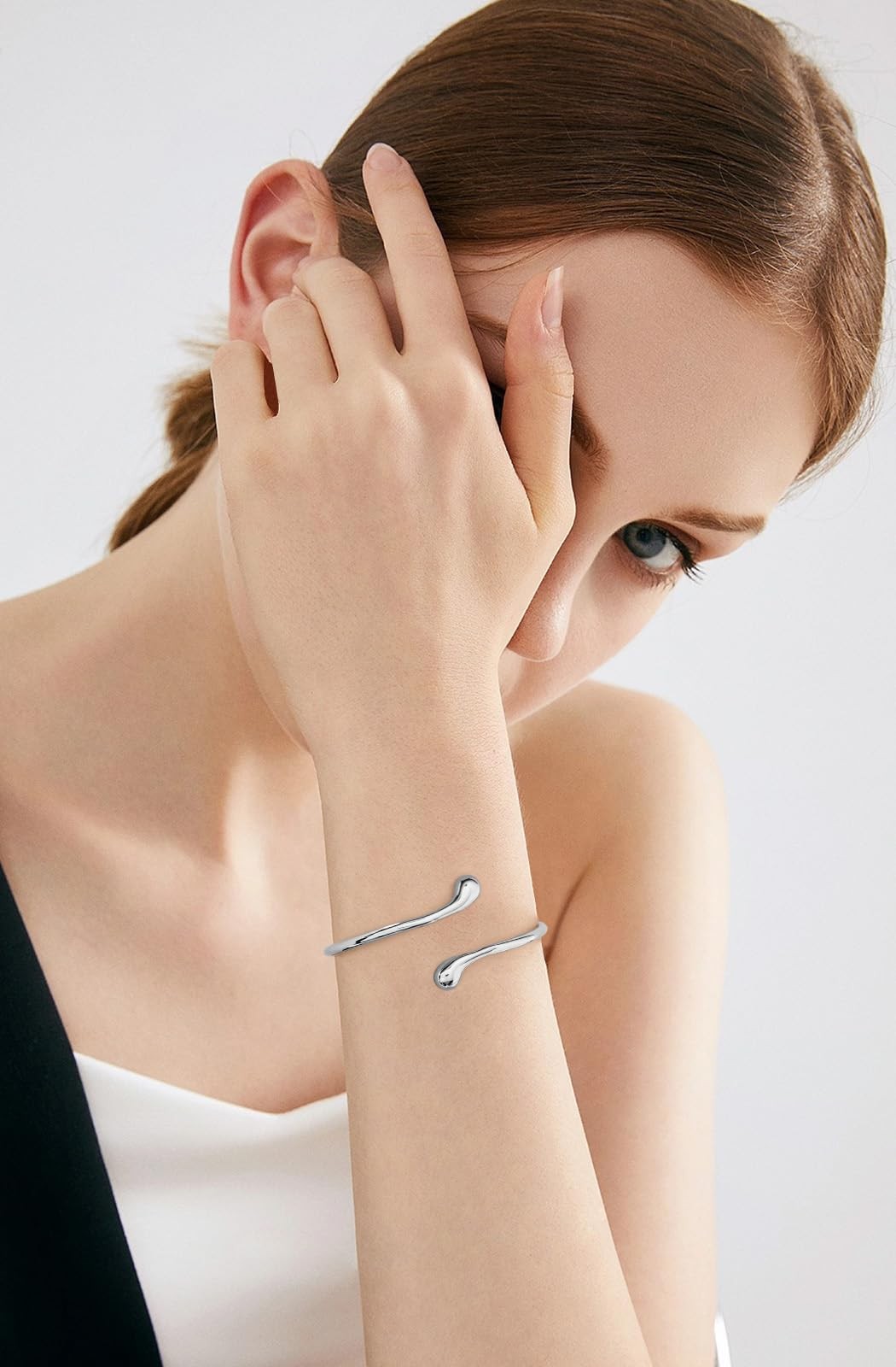 1/2x Women Silver Charm Bracelet Handmade Open Adjustable Cuff Bracelets Bangles