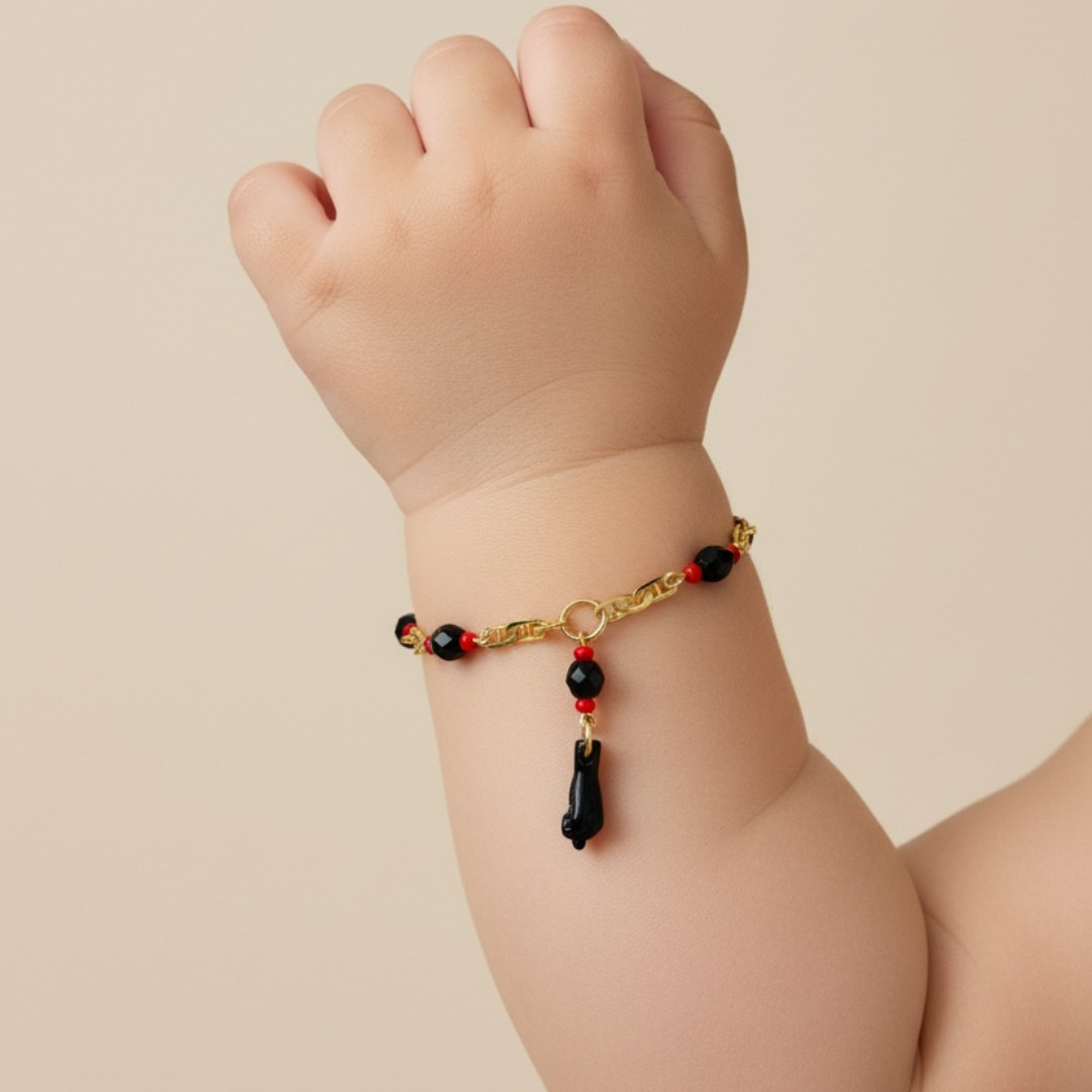 18K Gold Filled Baby Azabache Bracelet for Protection ,Good Luck – B11