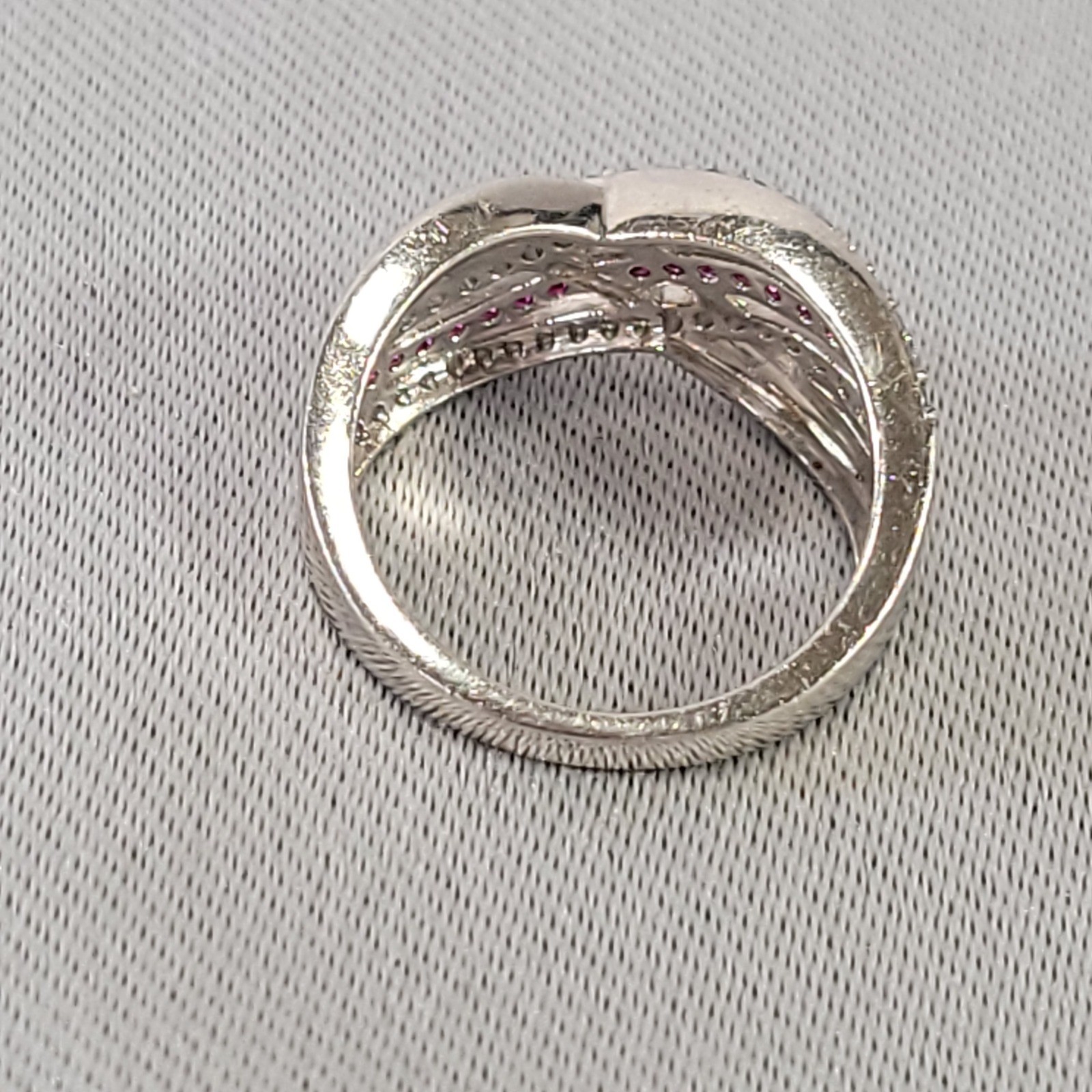 TJ Sterling Silver Ring Multi Row Crossover Red White Blue 4th July 925 Size 7.5