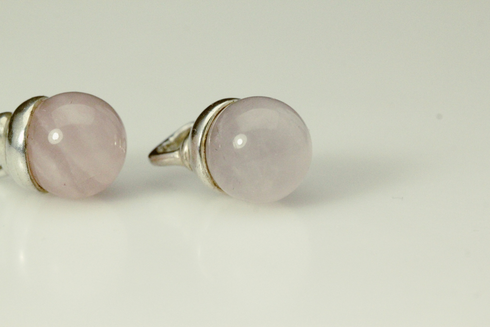 Light Pink Quartz Round 925 Sterling Silver Earring Jackets 5.8 grams (EAR5694)