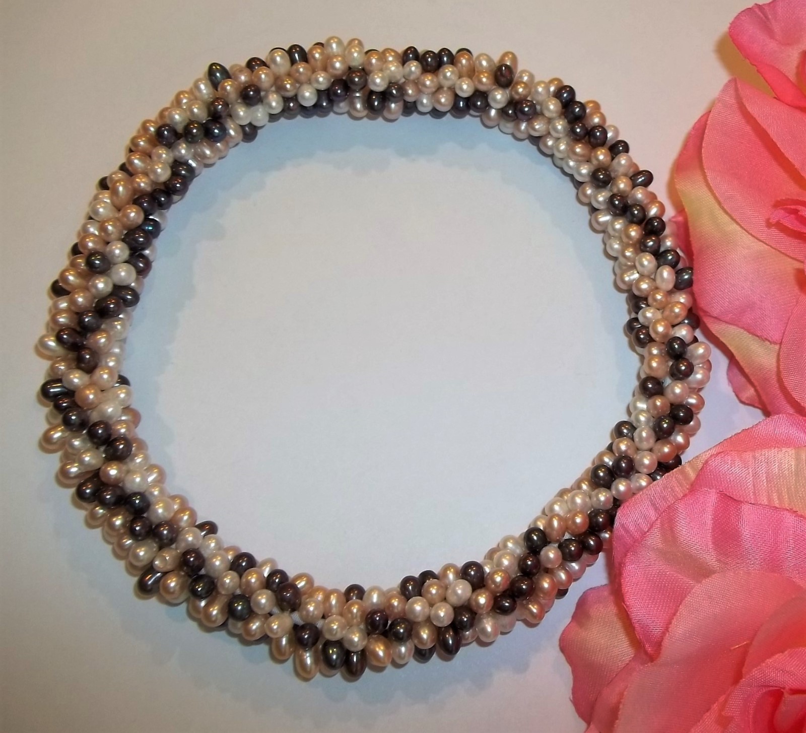 NWOT Real Freshwater Pearl Multi Color Strand Necklace Wrap Bracelet Stretch 14″