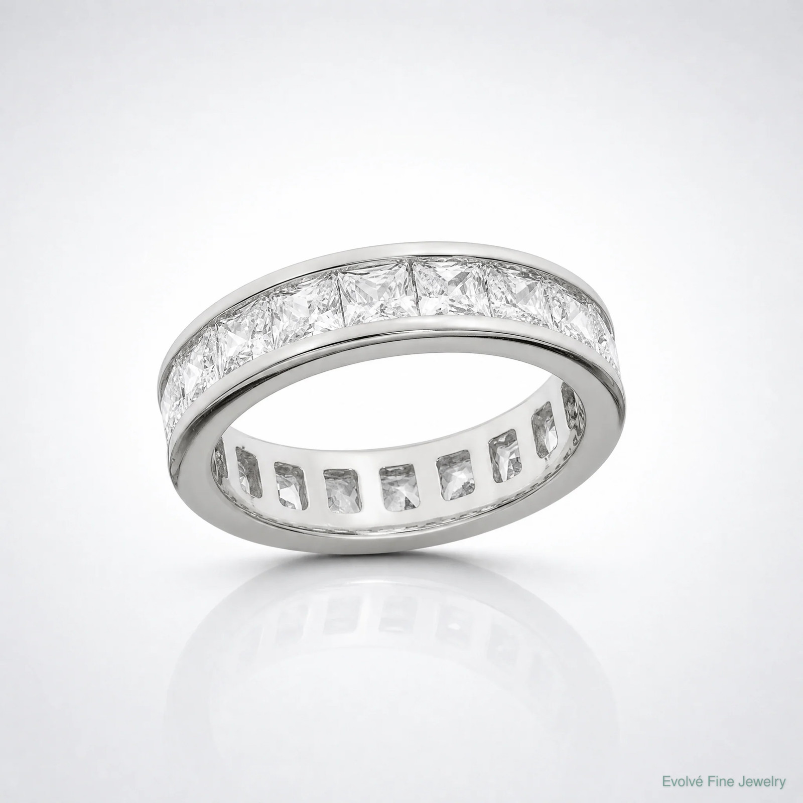 Sterling Silver Rhodium-Plated CZ Eternity Band