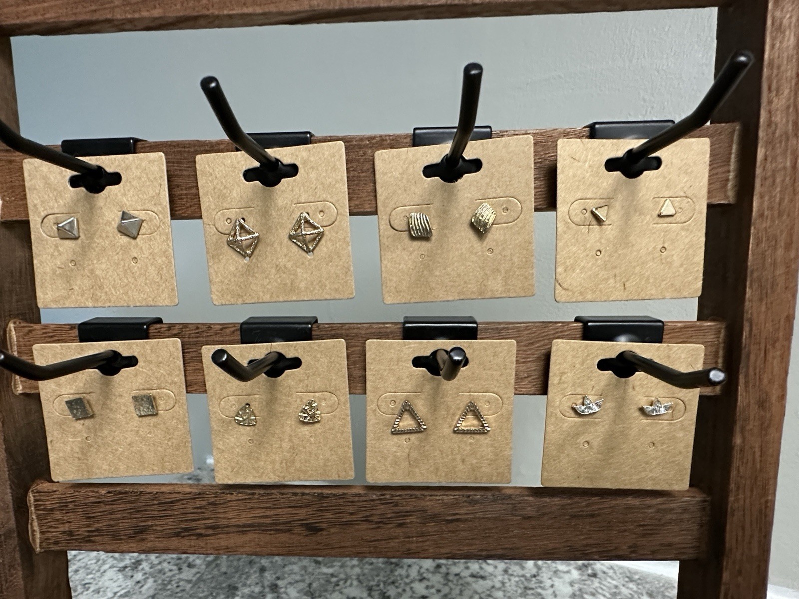 8 Pair Stud Earrings Bundle Triangle Square Geometric