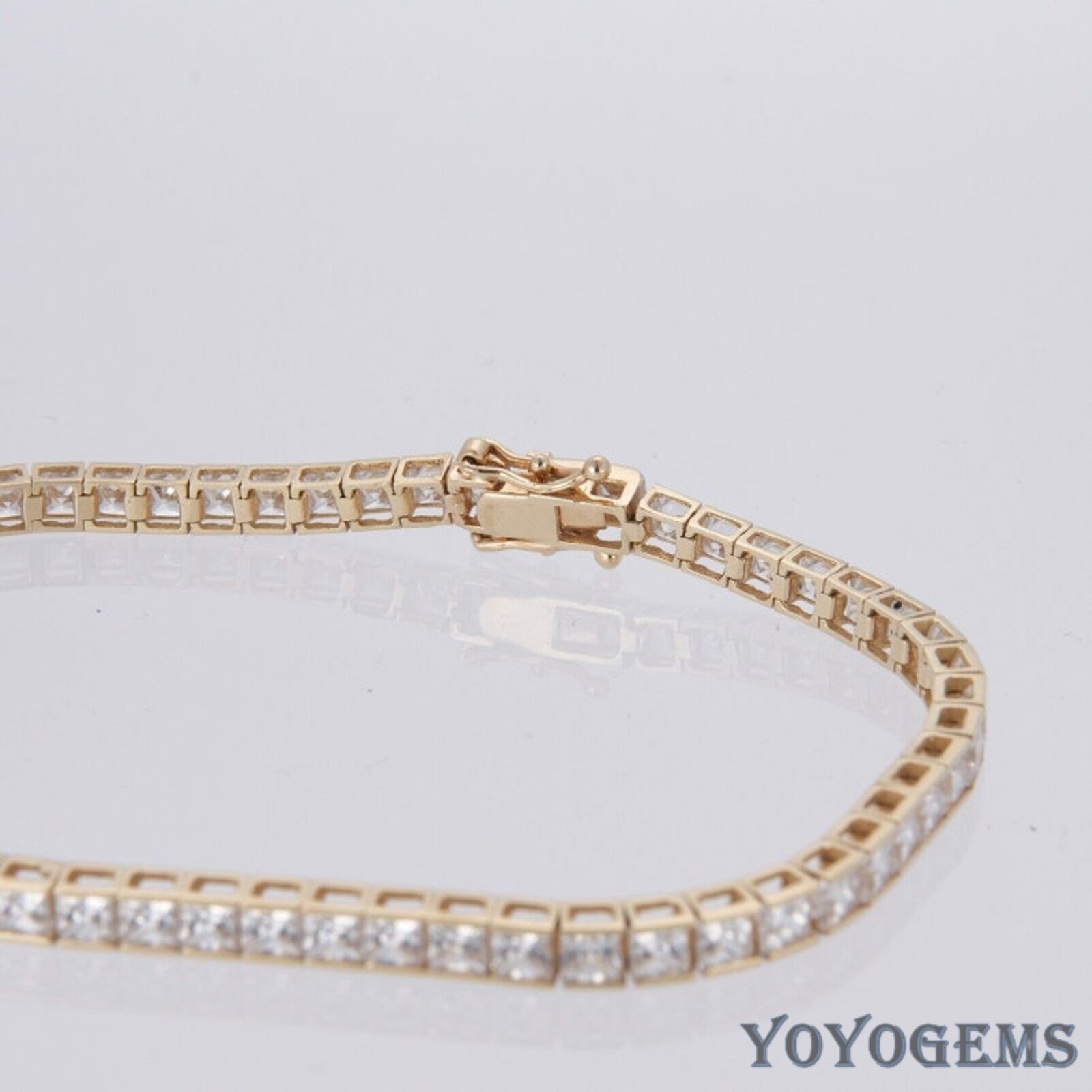 7′ Inch Long Tennis Wedding Bracelet 6 Carat Princess Cut Solid 14K Yellow Gold