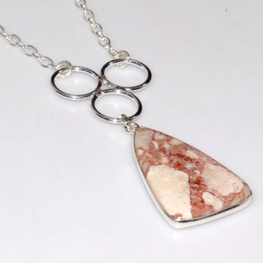 Bezel Marble Jasper 925 Silver Plated Necklace 18″ Casual Wear Gift Trendy JW