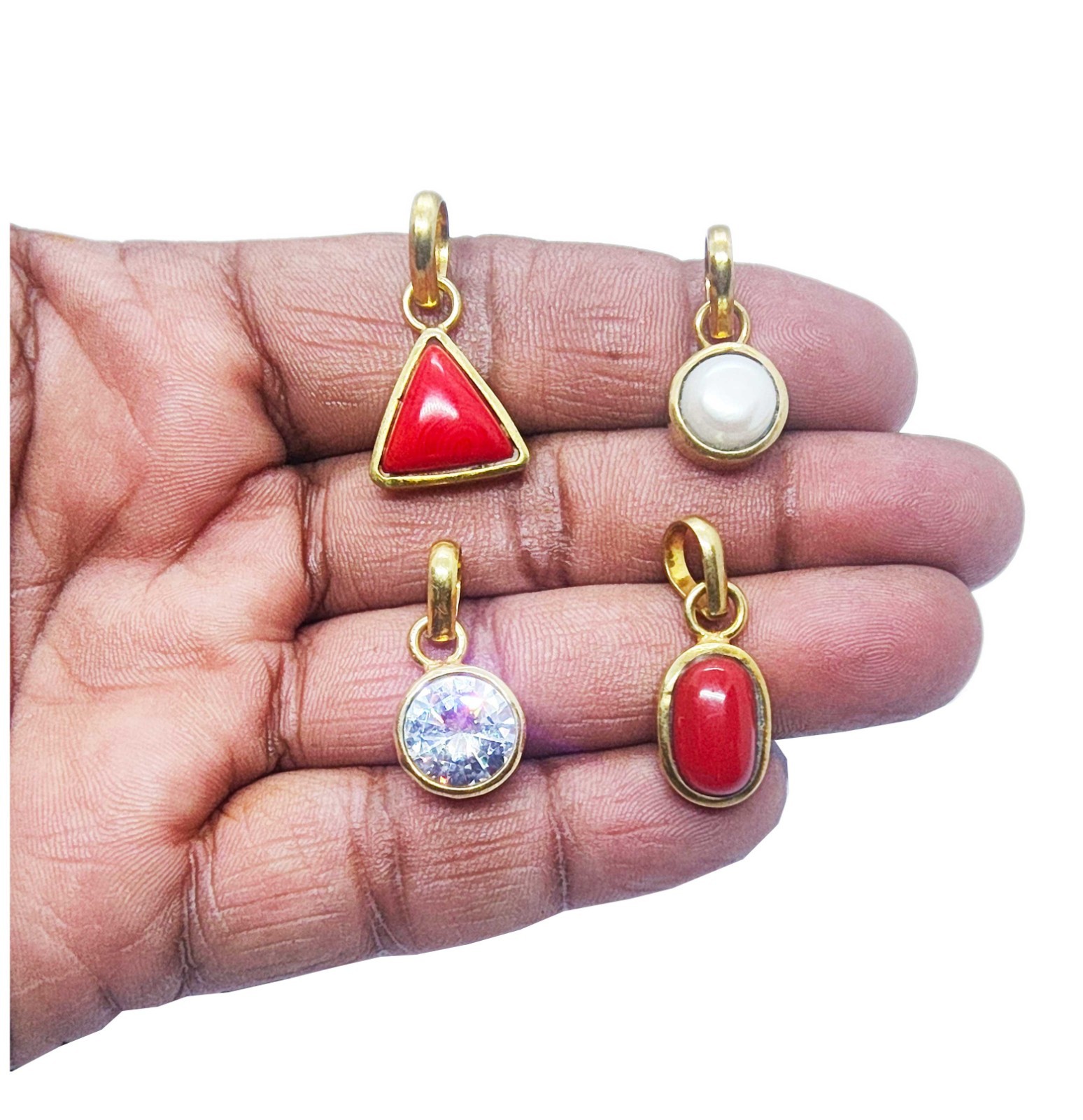 Astro navratan gems 18K oxidize Gold plated pendant for good luck (4 ps )
