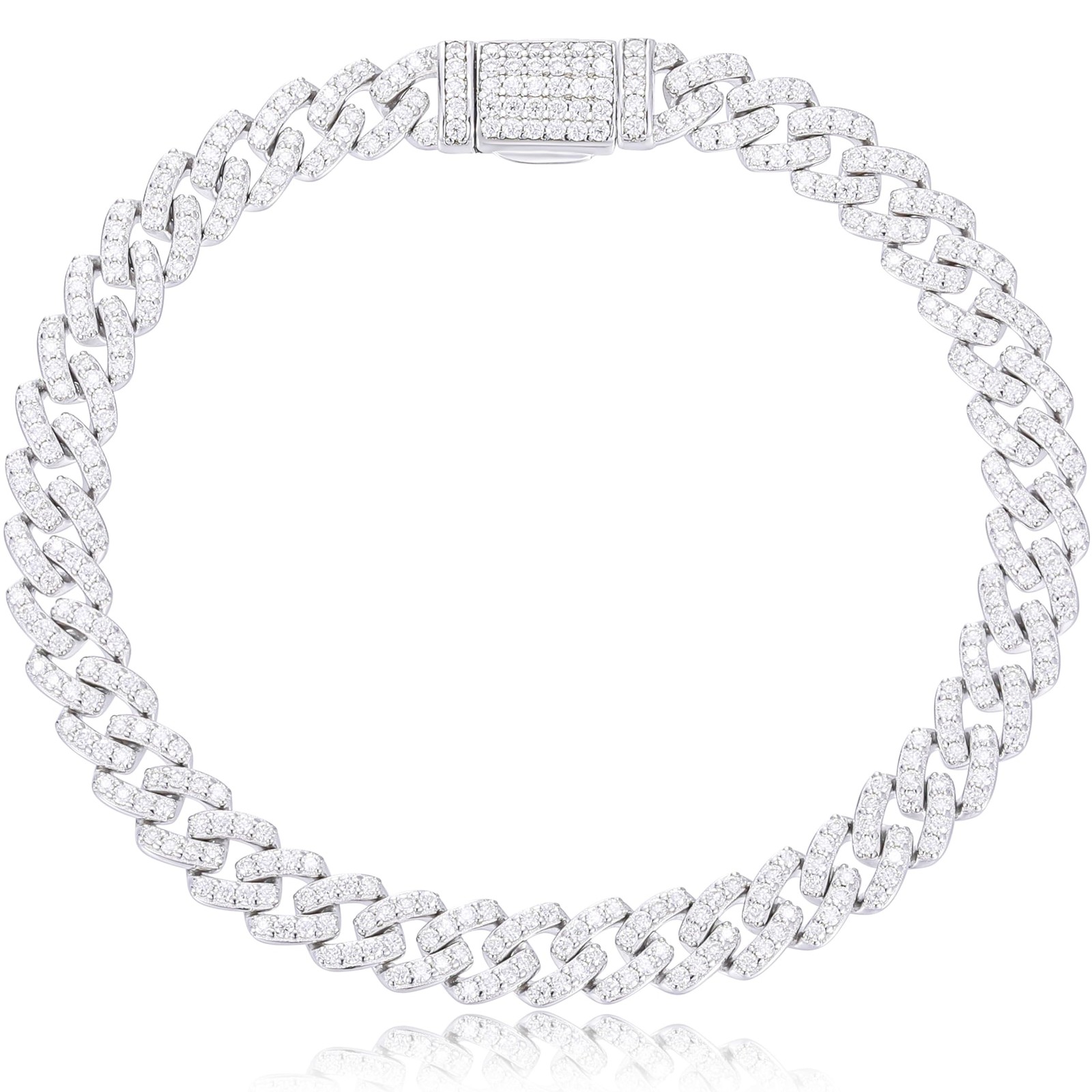 6MM Moissanite Cuban Link Bracelet for Men Simulated Diamond Bracelets