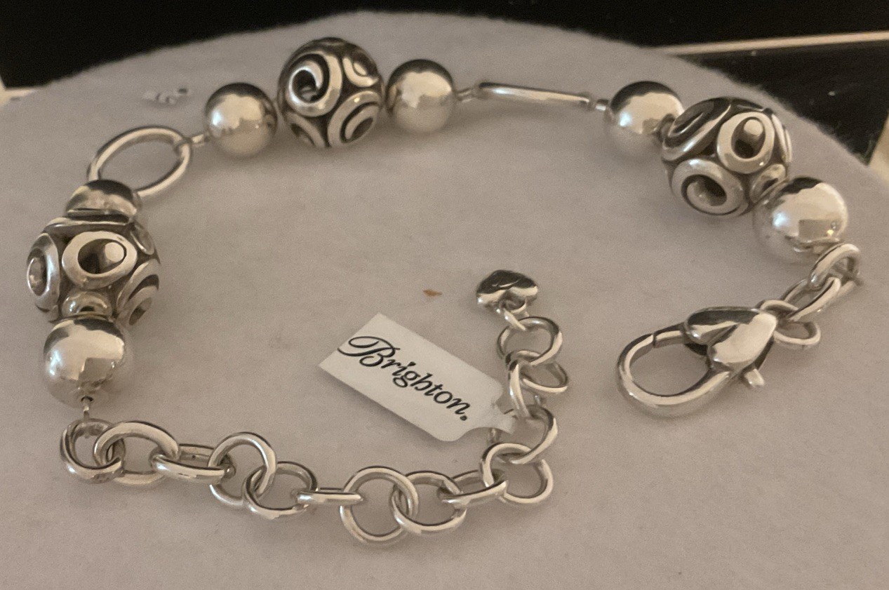 ICONIC CHIC! RARE UNIQUE BRIGHTON NWT OPEN SCROLL BALL & BEAD LINK BRACELET