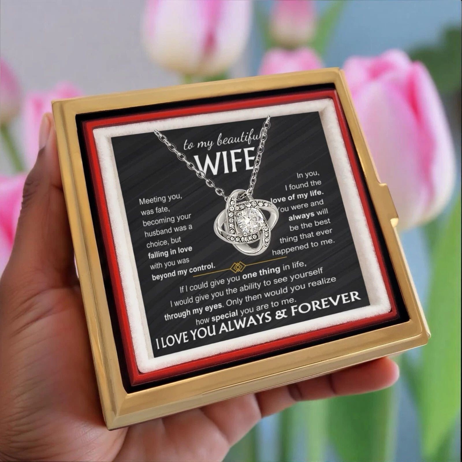 To My wife Love Knot Necklace Gift FOR birthday anniversary Valentine’s Day