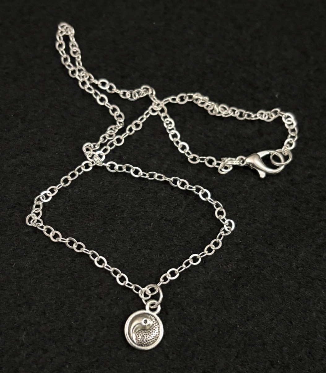 Ying Yang pendant necklace Silver Tone Chain