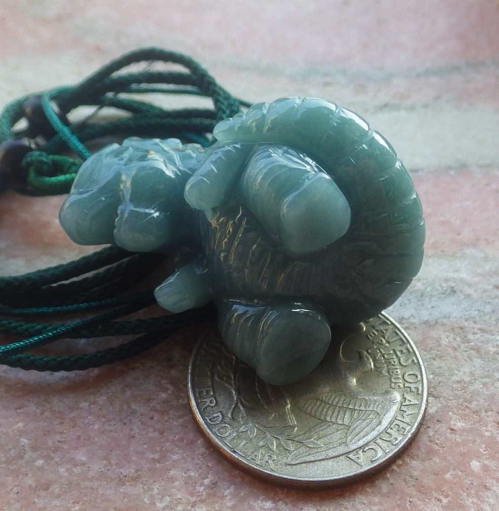 Video Certified Green 100% Natural A Jade jadeite Pendant Godzilla 哥斯拉 721011 AS
