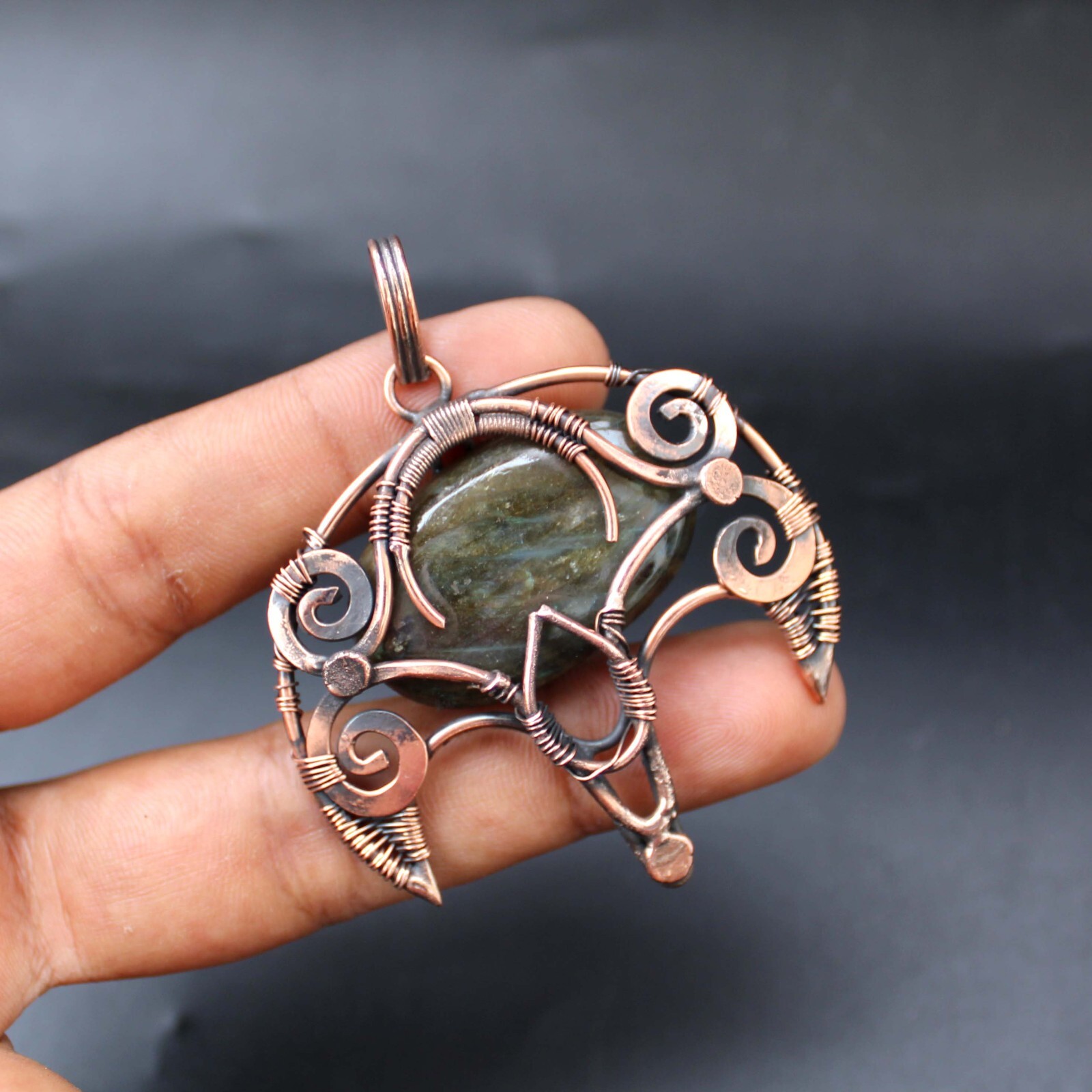 Labradorite Wire Wrapped Pendant Labradorite Pendant Copper Wire Wrap Jewelry
