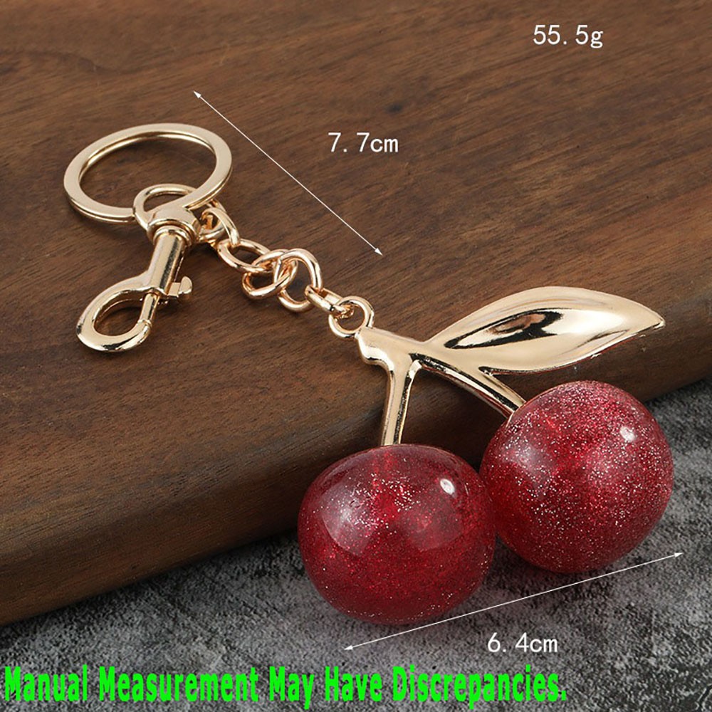 Metallic Whimsical Novel Grippy Pretty Delicate Shiny 2pcs Shiny Cherry Keychain
