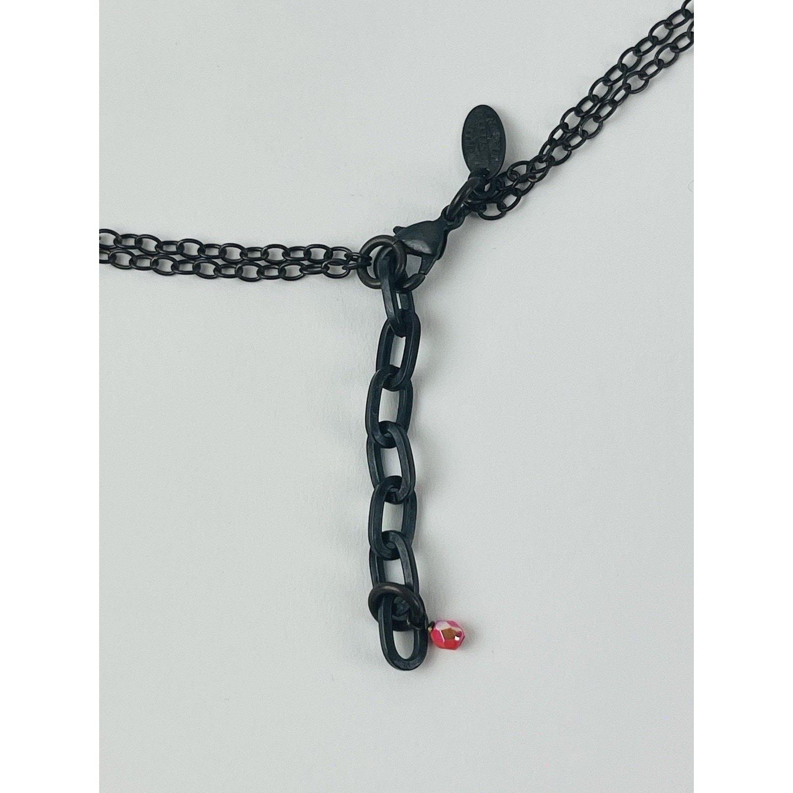 Annie Costello Brown necklace Orange Suede Leather Beaded Twisted Lariat Y Drop