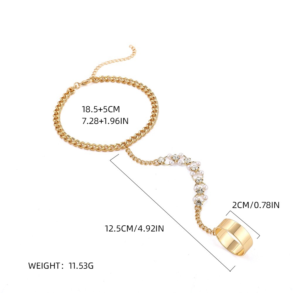 Gold Tone Heart Hand Harness Bracelet Ring Adjustable Chain Finger Bracelet
