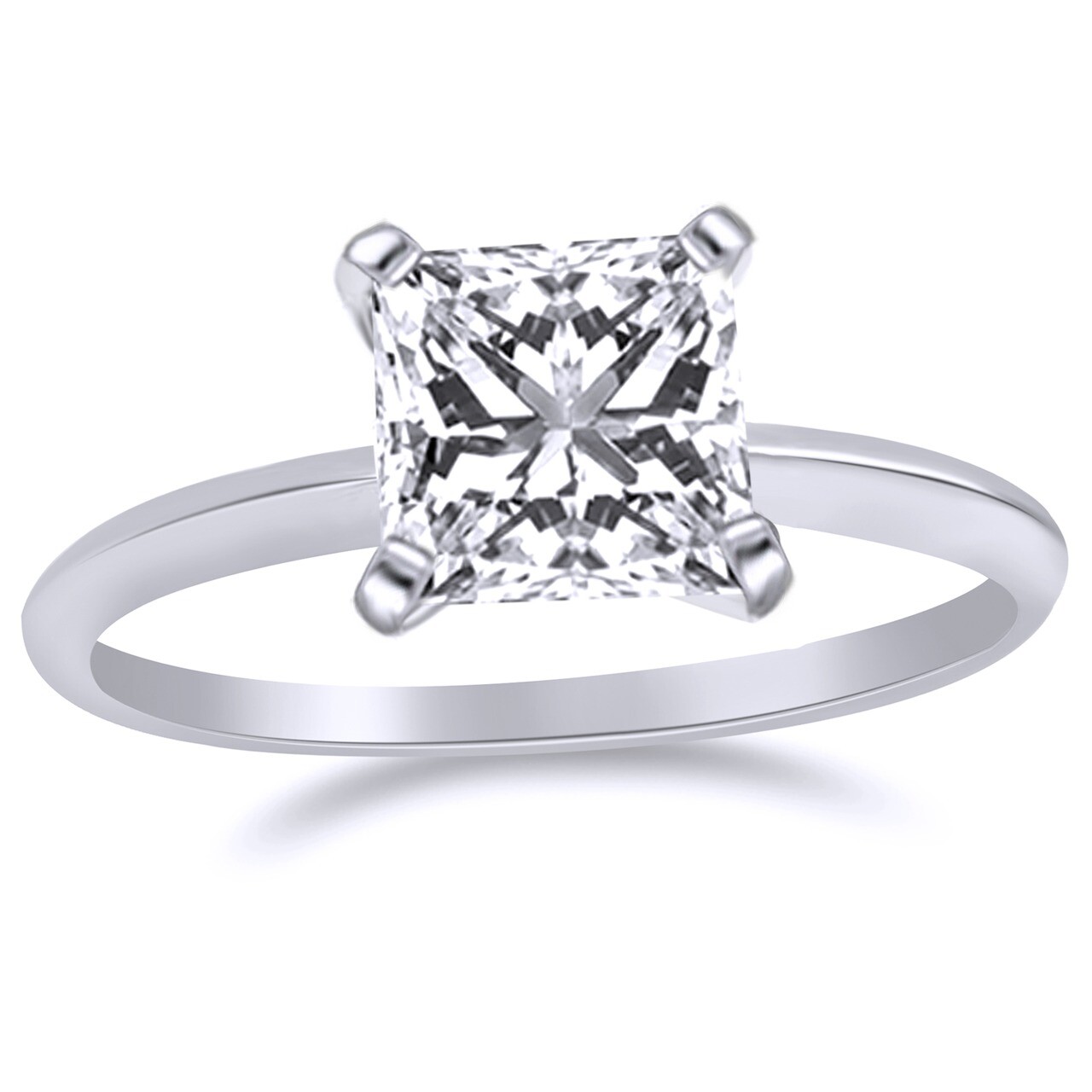 1 Ct Princess Simulated Solitaire Engagement Wedding Promise Ring 10k White Gold
