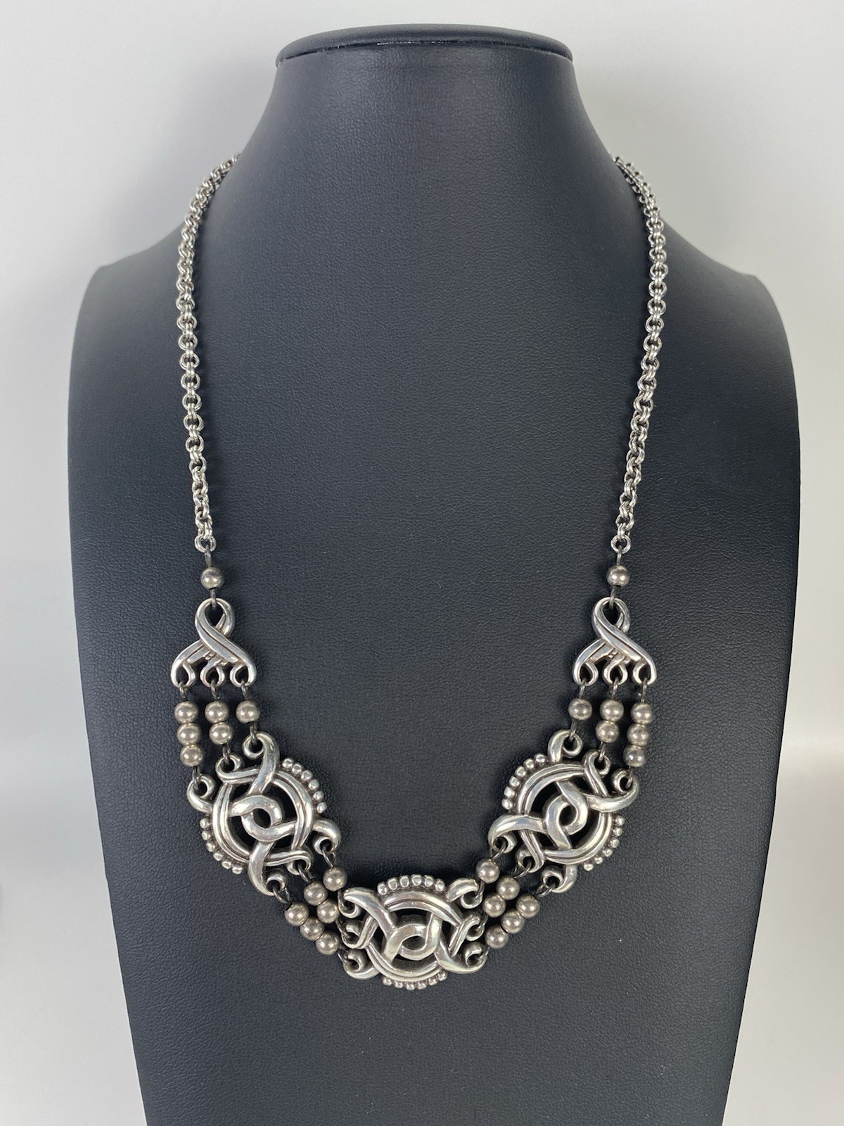 Brighton Rosarita Bib Choker Necklace Ornate Scrollwork Openwork Silver Tone 20”