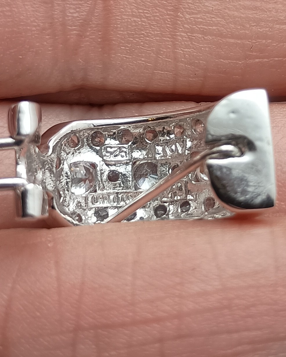 ADI Sterling Silver And CZ Convertible Earrings. Clip On/Pierced, .75″, Signed