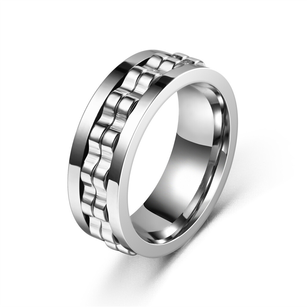 Male and Female Stress Relief Anti-Anxiety Gears Can Rotate Stainless Steel Ring