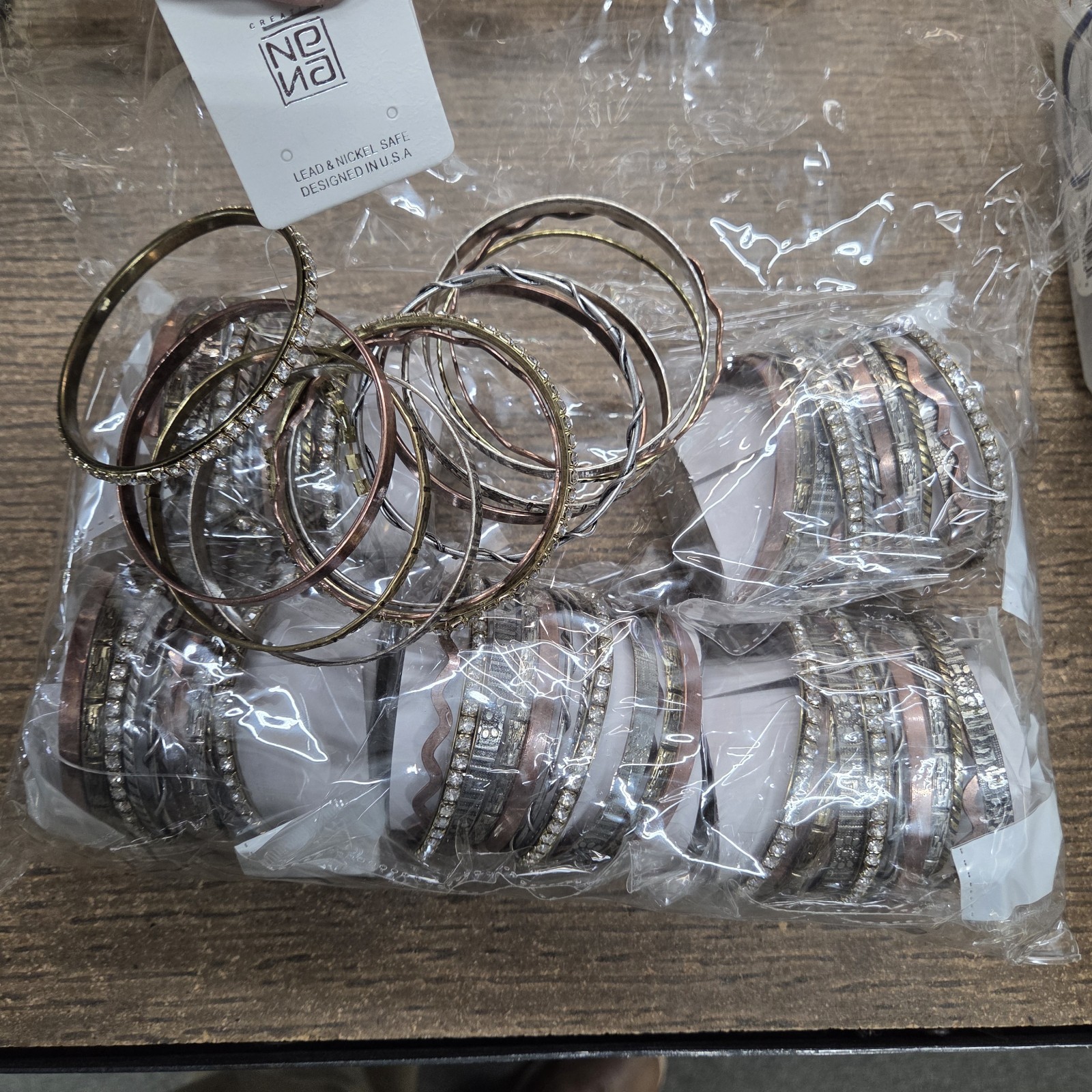Set of 16ct Copper Stainless-Silvr Tone Ast Stackable Bangle Bracelets Lot Of 6!
