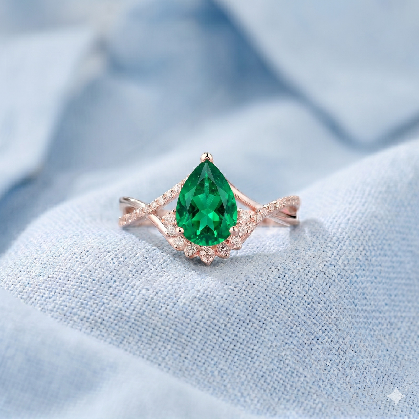 925 Sterling Silver Pear Cut Alexandrite With CZ Handmade Ring, June birthstone