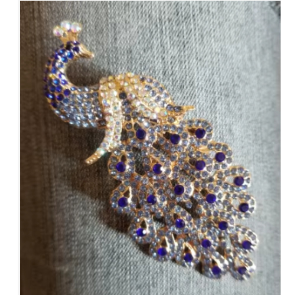 Vintage Style Peacock Bird Blue Rhinestone Crystal Cyan Bird Brooch Pin Pendant