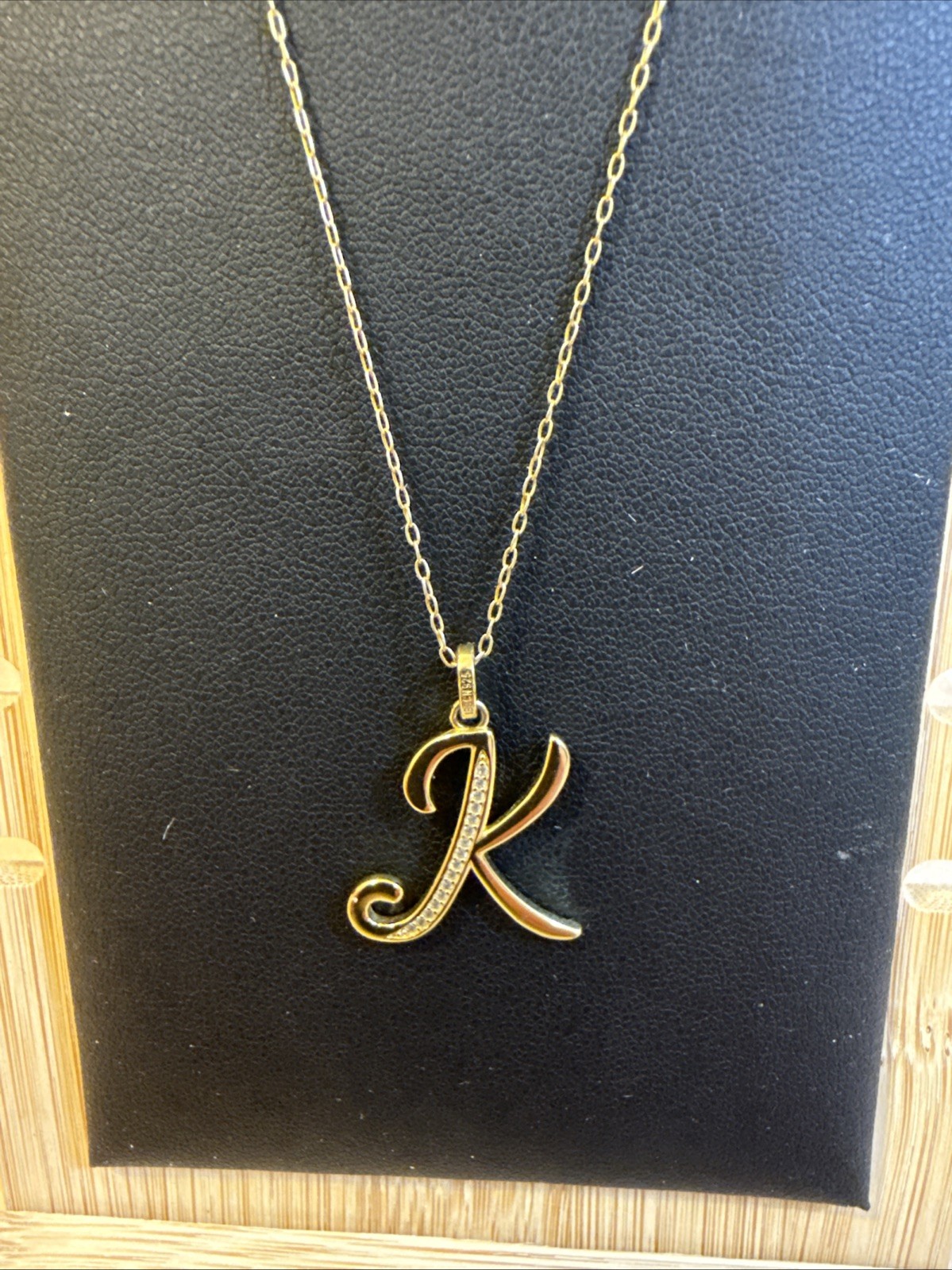 BBCN Solid 925 Sterling Silver Gold Plated Initial (K) Letter Necklace 2.8G