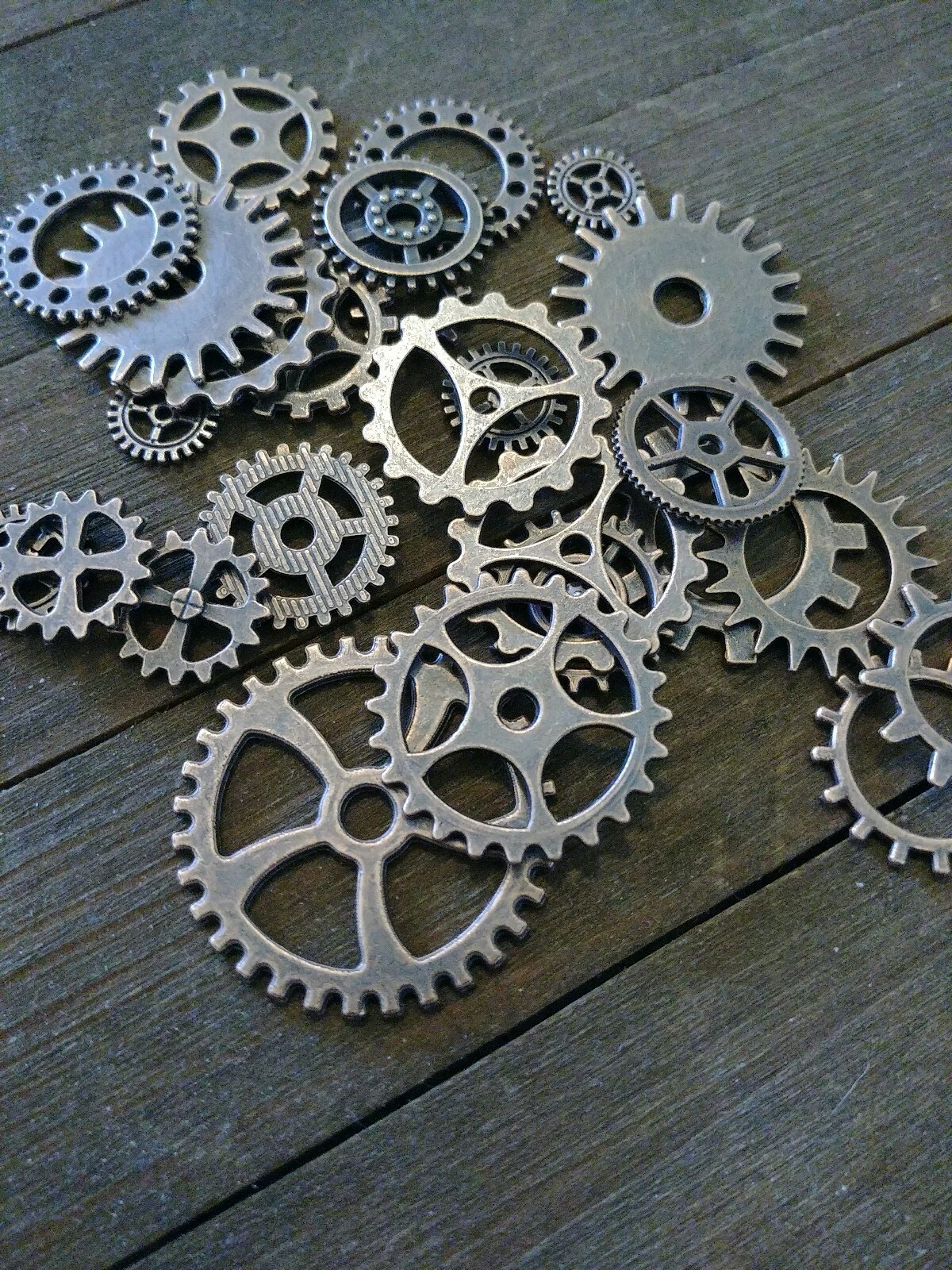 10 Clock Gears Cogs Parts Antiqued Copper Metal Steampunk Supplies Assorted Lot