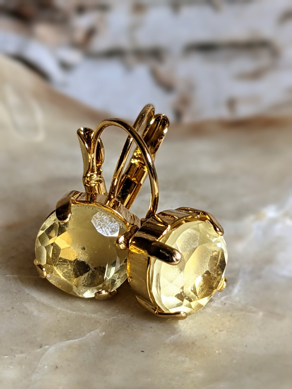 6.4 Carats Natural Brazilian Lemon Quartz In 18K Gold Plated Drop Earrings