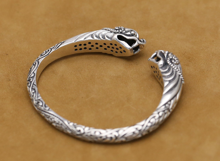 Viking Fenrir Pengan pure Solid 925 Sterling Silver Handmade Warriors Bracelet