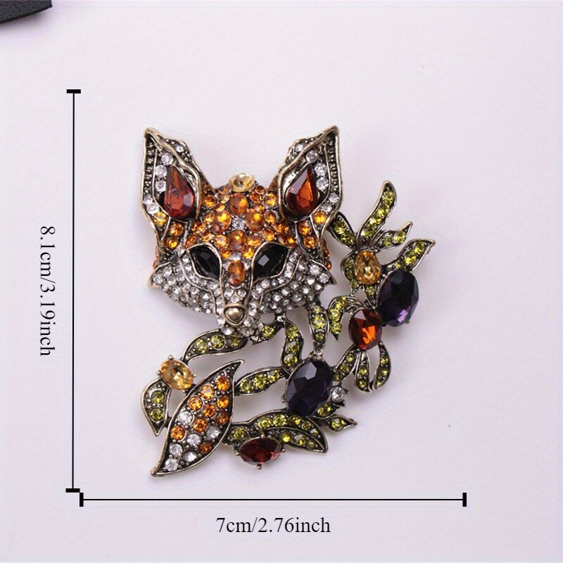 Elegant Vintage-Inspired Fox Brooch with Sparkling Rhinestones