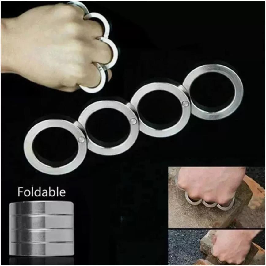 4PCS Outdoor Rotatable Folding Buckle Ring Stainless Steel Fit Hiking Defense