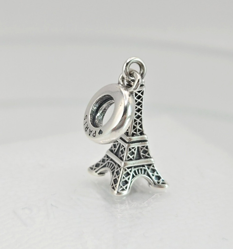 Authentic Pandora Silver Paris Eiffel Tower Dangle Love Travel Silver Charm