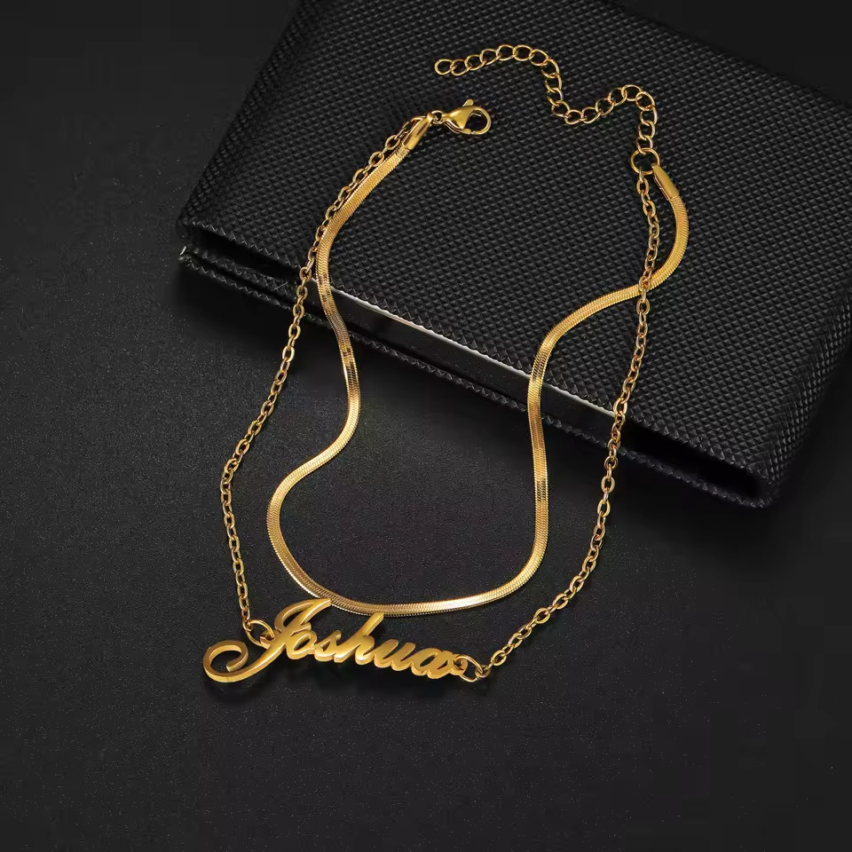 Custom Name Double Layered Anklet Chain Jewelry Foot Ankle Stainless Steel Women