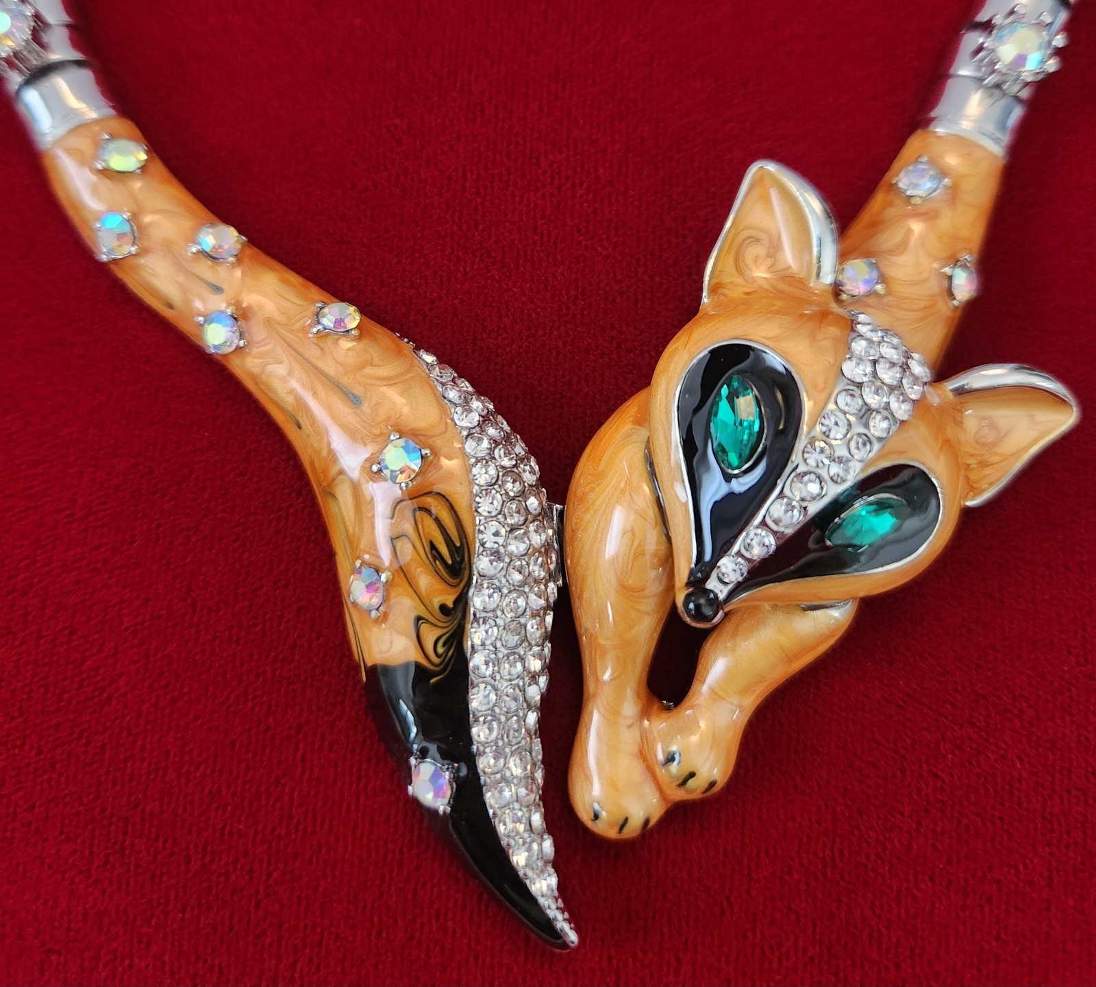 Betsey Johnson Red Fox Necklace And Earring Set