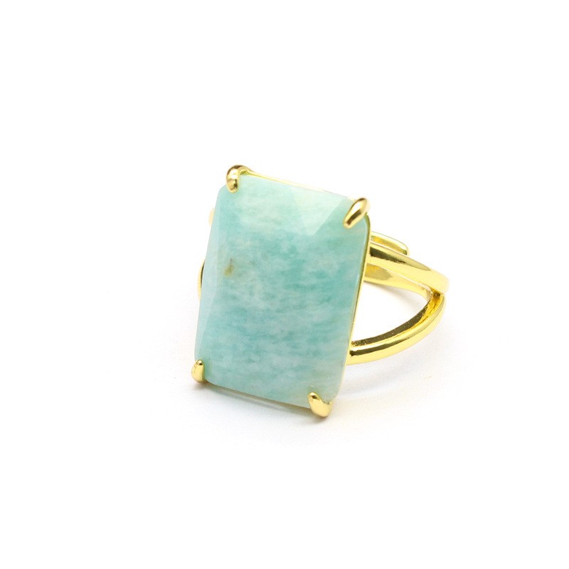 Rectangular Crystal Ring Fashion Healing Gemstone Ring for Women Jewelry Gifts