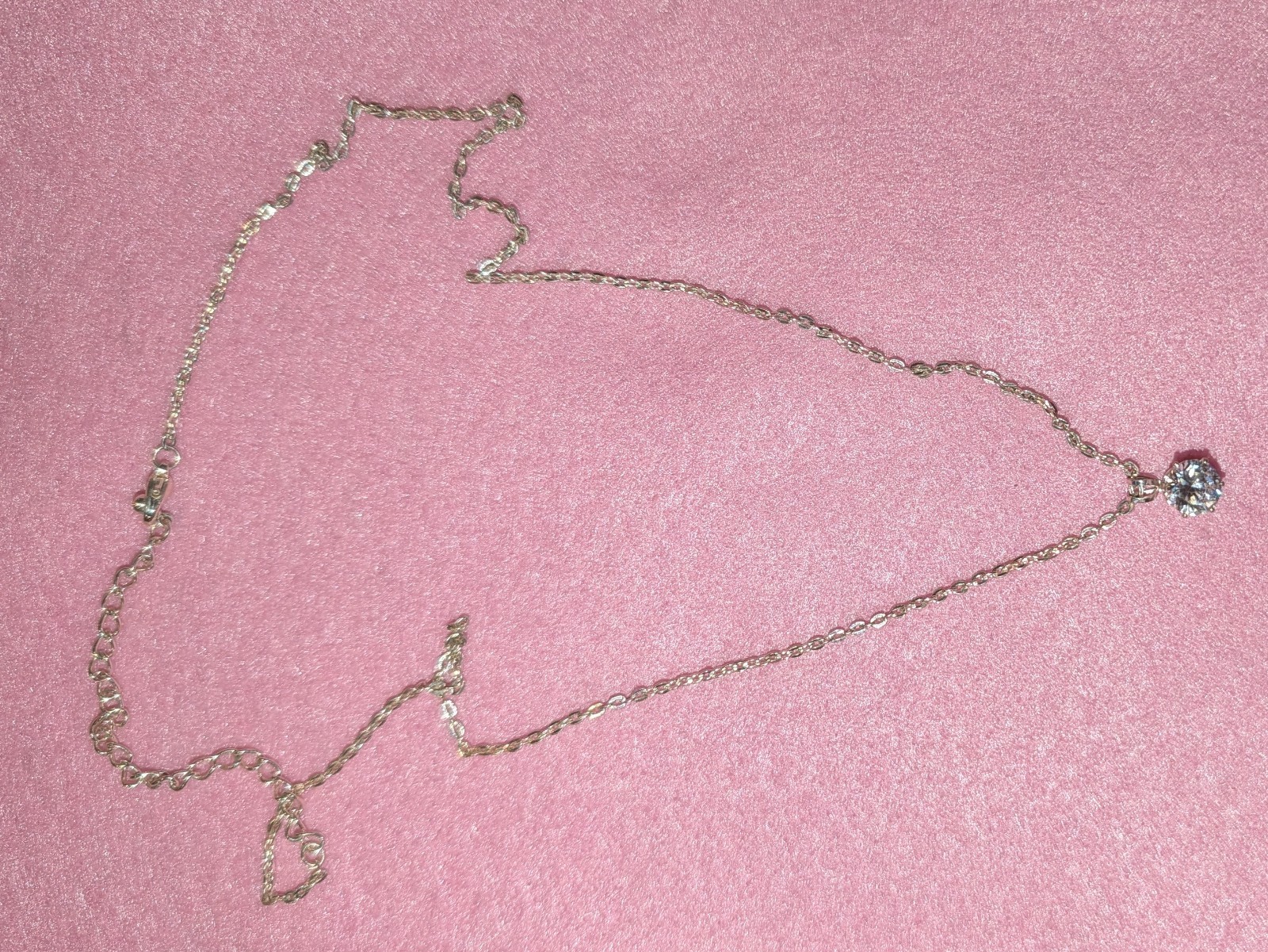 Silver Cable Chain Necklace Round White Simulated Cubic Zirconia Solitaire