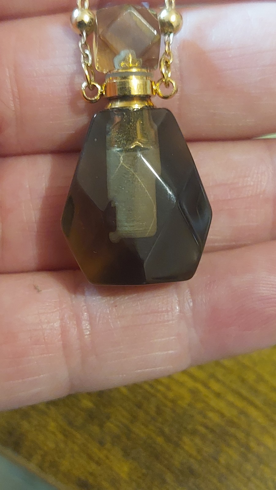 Natural Smoky Quartz Perfume Bottle Necklace