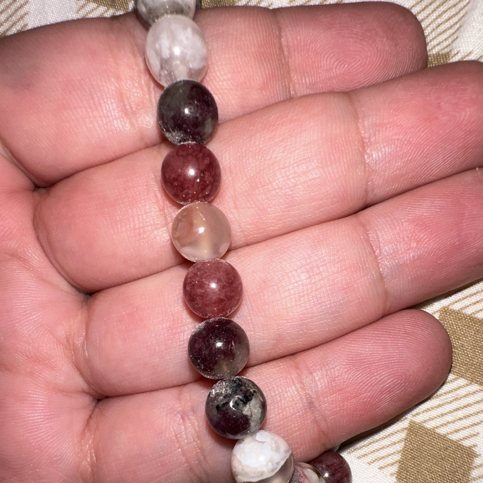 Lot of 4 Multicolor Stone Beaded Stretch Stackable Bracelets Angel Dangle Charm