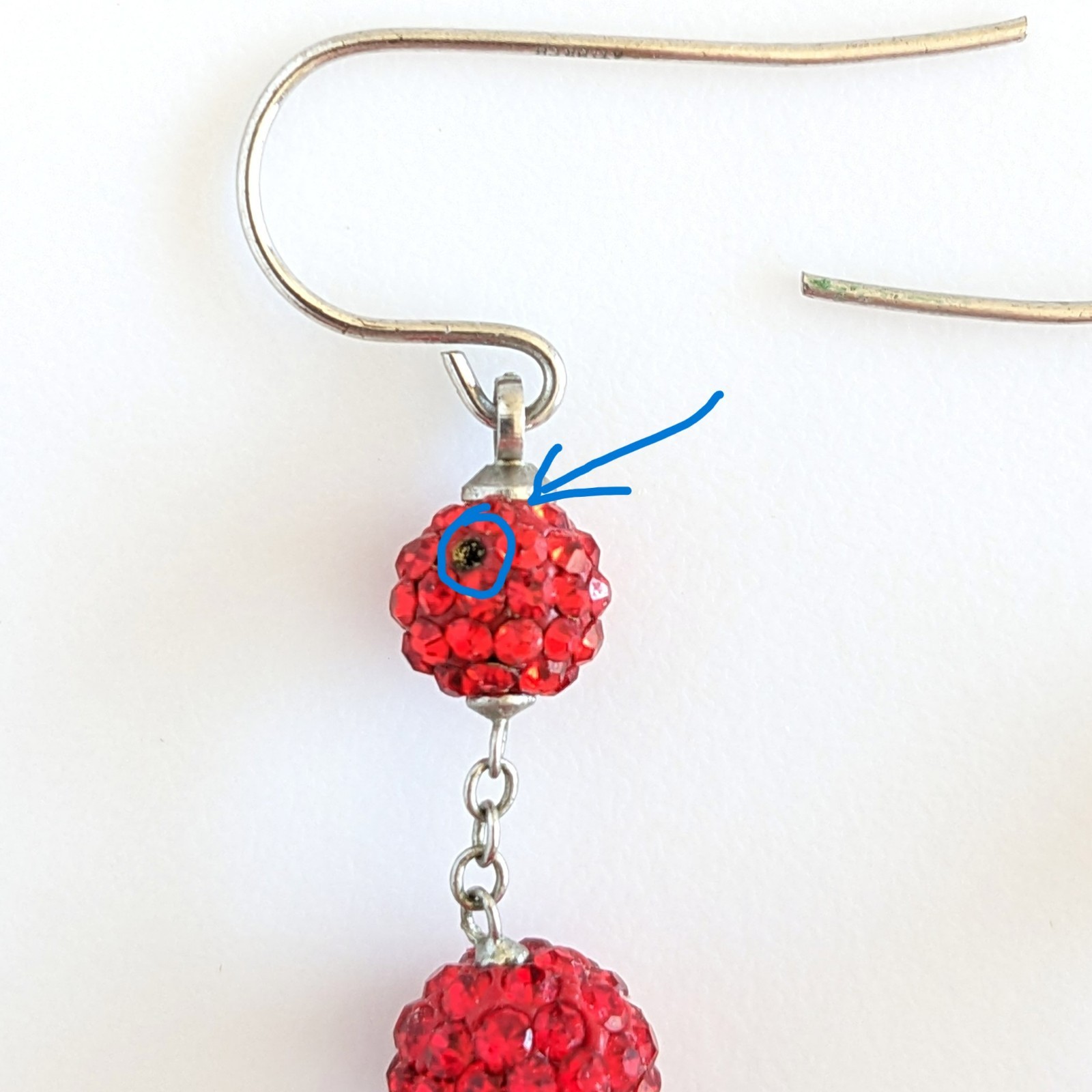 Athra ATI Rodium Plated Red Pave Crystal Rhinestone Disco Dangle Drop Earrings