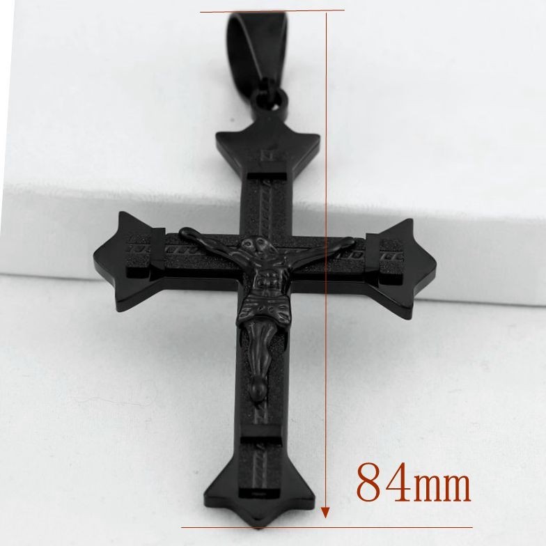 Men’s 24″ Stainless Steel Black,Rope Chain Necklace 84mm Solid CROSS Pendant*Box