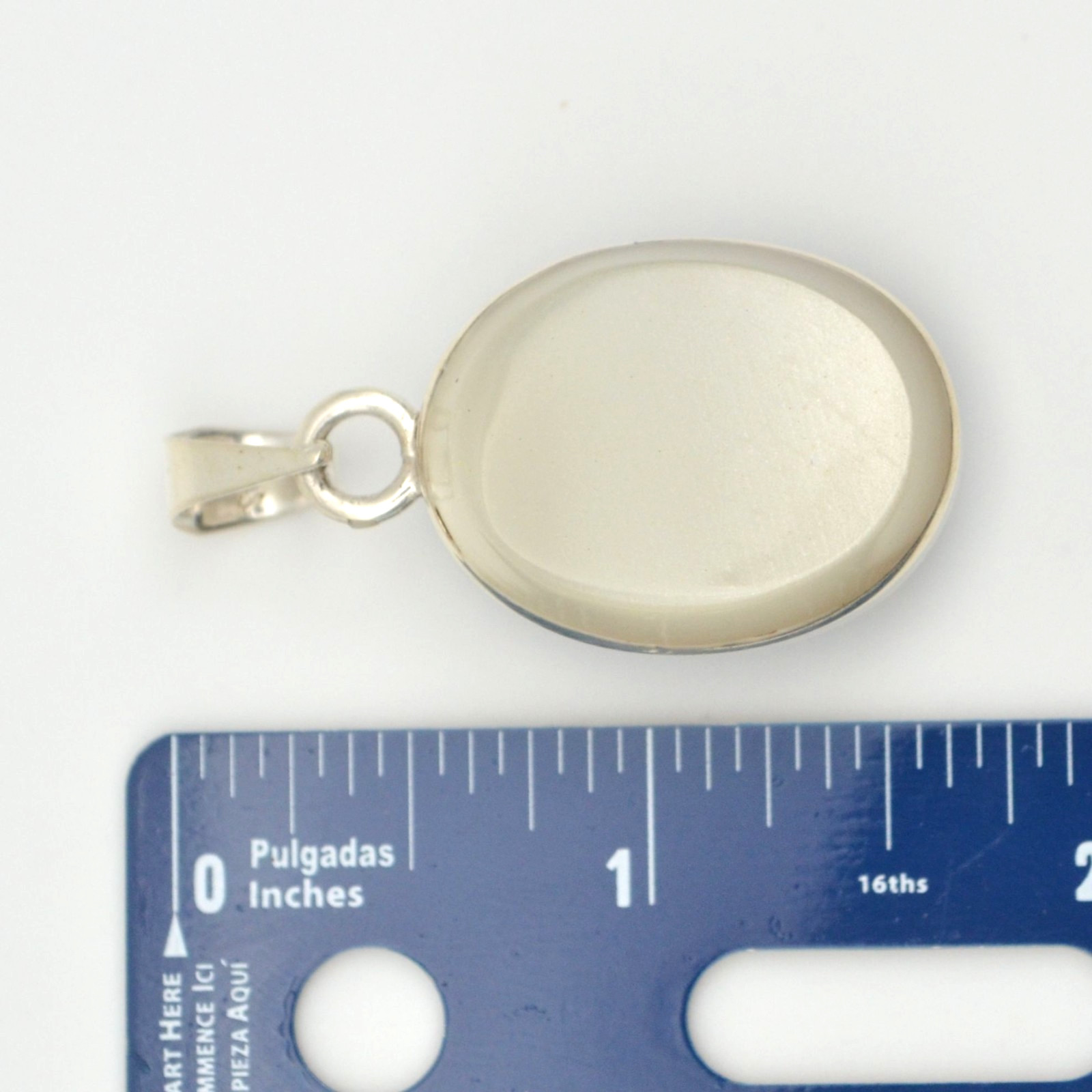 Mexican Sterling Silver Black White Two-Tone Oval Cabochon Pendant 925 Modernist