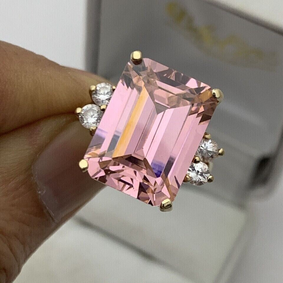 2 Ct Emerald Cut Simulated Sapphire Engagement Ring 14K Yellow Gold Plated