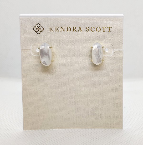 New Kendra Scott Betty Stud Matte Gold Earrings In Ivory Shell