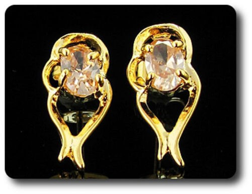Earrings Orange Sapphire 0 3/32×0 9/32in Gold Plated 18, K